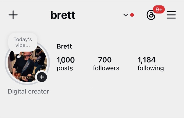 Brett's Instagram profile showing 700 followers.
